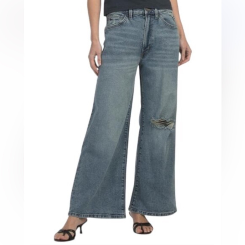 Hudson Jolene Wide Leg Ankles distressed jeans